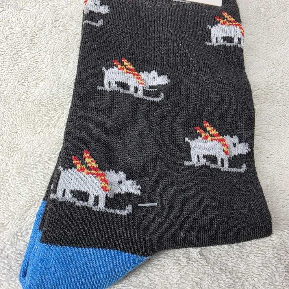 Sockopath Men's Socks Lot - 3 Pairs Chicken Wing Martini Black Fun Gift SZ 6-12